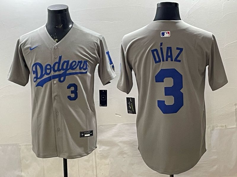 Men 2026 Los Angeles Dodgers #3 Diaz Grey Game Nike MLB Jersey style 002